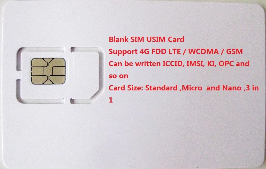 10pcs/lot Writable Programable Blank SIM USIM Card 4G LTE WCDMA GSM SIM Card With Micro Nano Size FF 3FF 4FF For Milenage